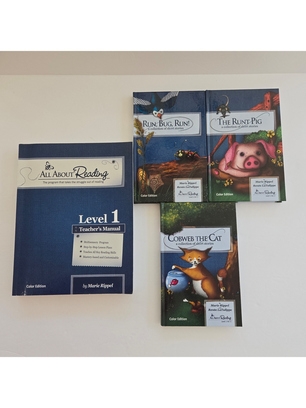 All About Reading Level 3 Color Edition Teacher's Manual + 3 Reader Books Set
